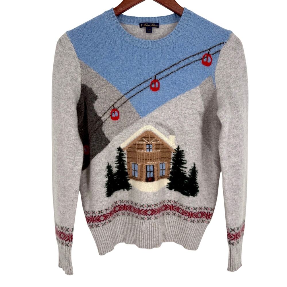 Brooks Brothers 100% Wool Large(fits like a small) Winter Christmas Sweater Ski - Picture 2 of 11